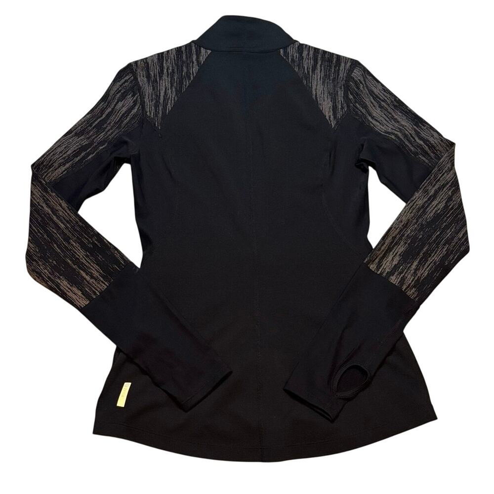 Zella Black Zip Up Athletic Jacket Mesh Sleeve Thumbhole Top S - Picture 2 of 5